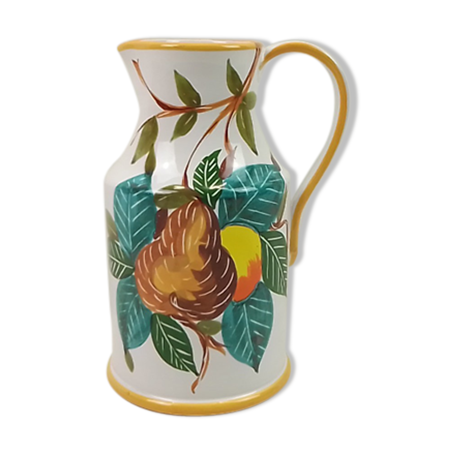 Ceramic jug deco fruit and multicolored leaves 25 cm