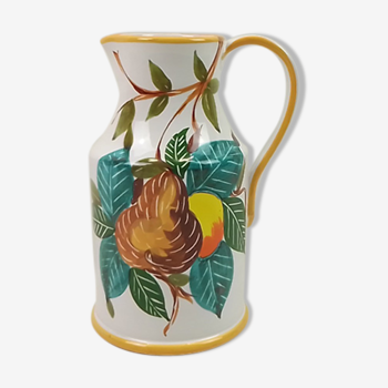 Ceramic jug deco fruit and multicolored leaves 25 cm