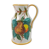 Cruche en céramique déco fruit et feuilles multicolore 25 cm