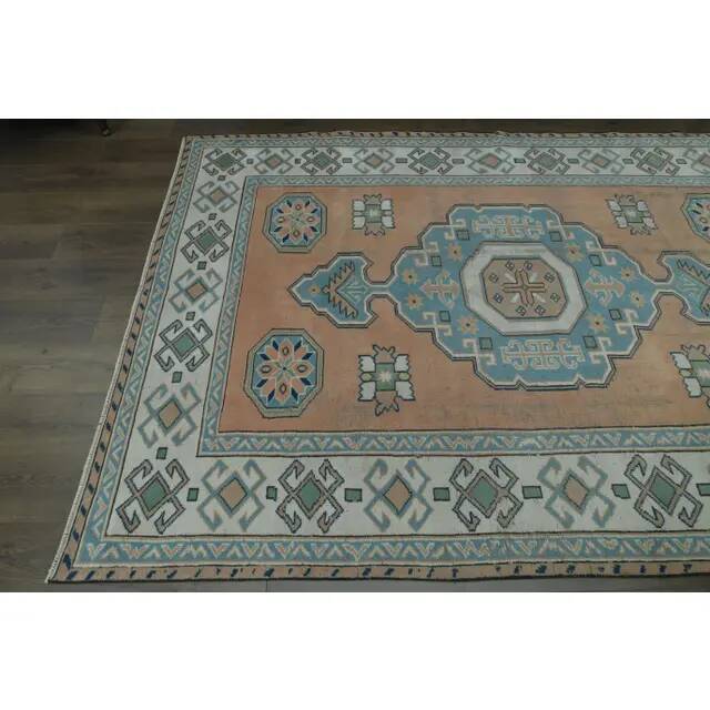 1970s Vintage Turkish Oushak Handmade Wool Cotton Orange  Area Rug 190x275