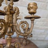 Pair of metal candelabra candle holders with 5 branches, 41cm