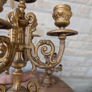Pair of metal candelabra candle holders with 5 branches, 41cm