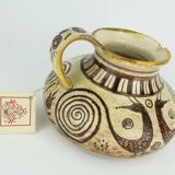 Italian mid century ceramic vase jug signed vitali handmade 1970s