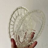 Vintage glass butter dish with cow decorations