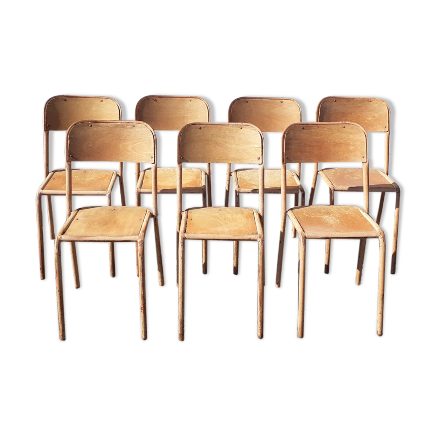 Metal and vintage wood chairs