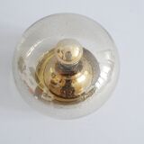 Smoked glass bubbles ceiling lamp gold-colored, wall lamp 1970s