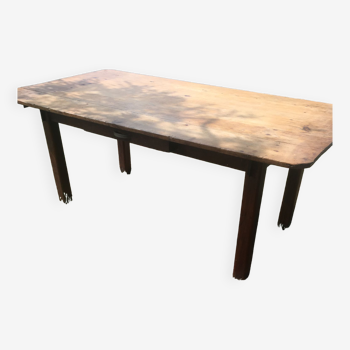 Pine plank top and oak farmhouse table with single drawer 185/96- 74 h