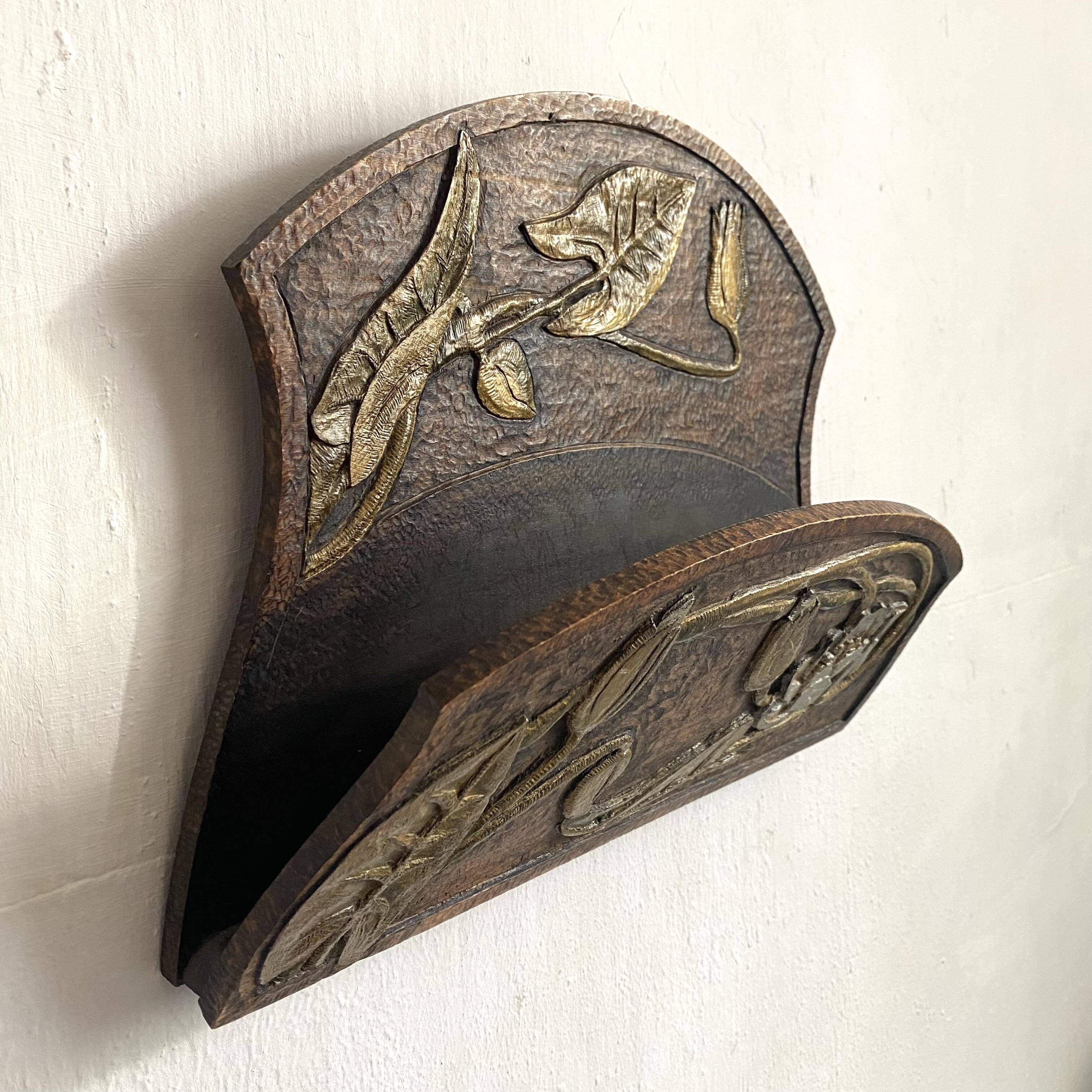 Art Nouveau wall mail holder
