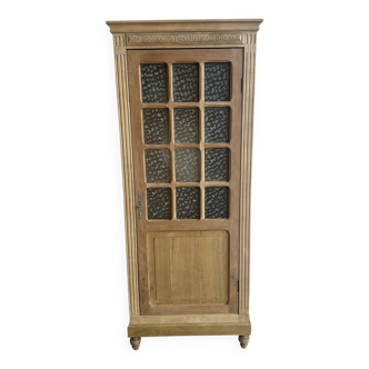 Vitrine ancienne en chêne et noyer, style Louis XVI