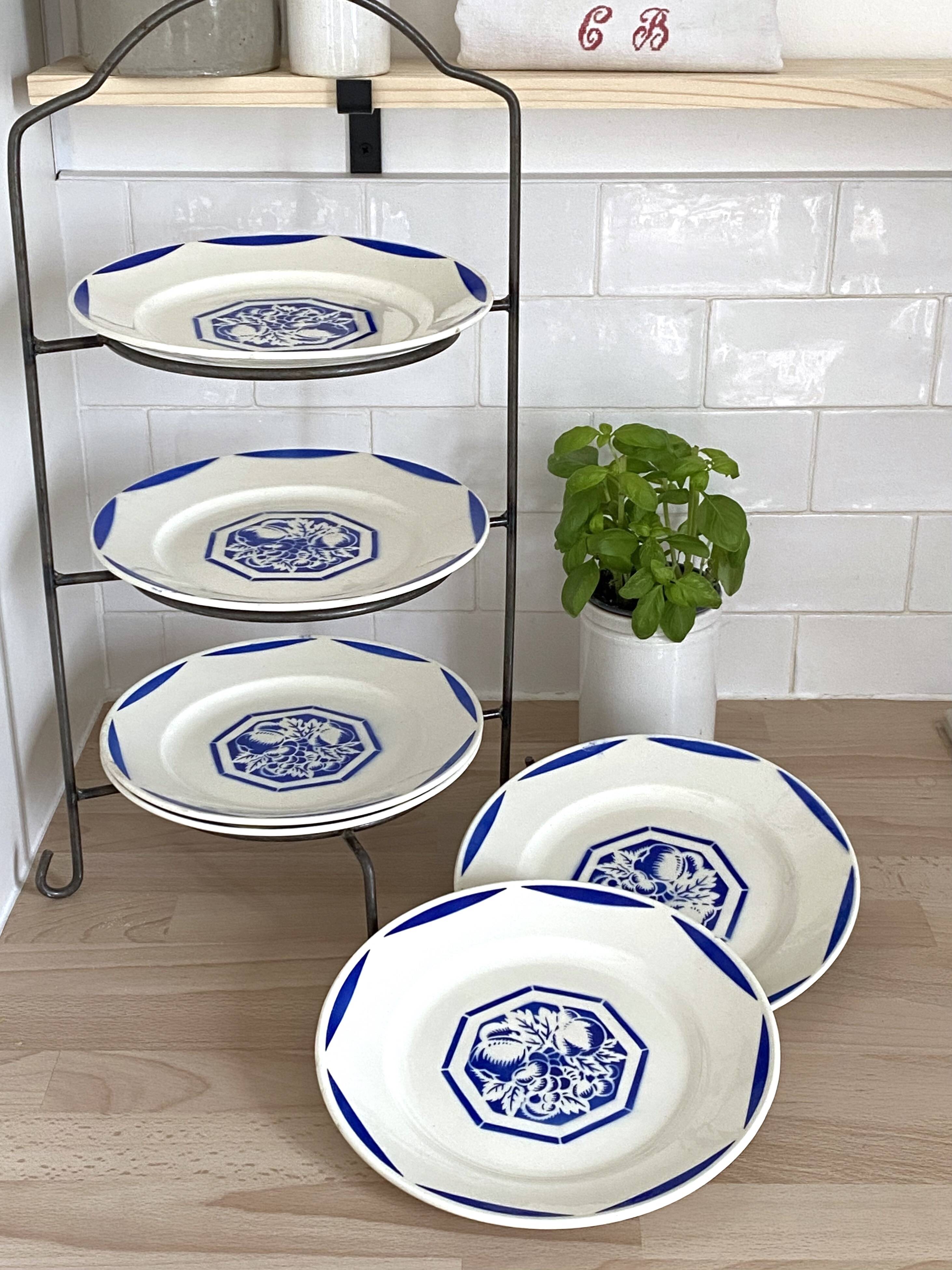 6 Luneville earthenware dinner plates