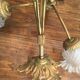 Art nouveau chandelier bronze and pressed glass