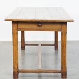 Antique French Farmhouse Dining Table in Oak with 2 Drawers