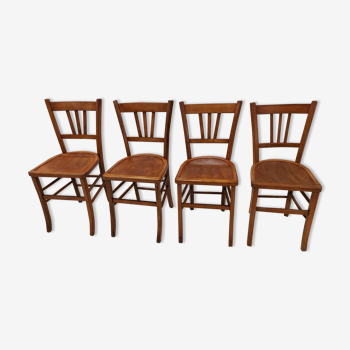 Suite de 4 chaises de Bistrot Lutetma vintage années 1950