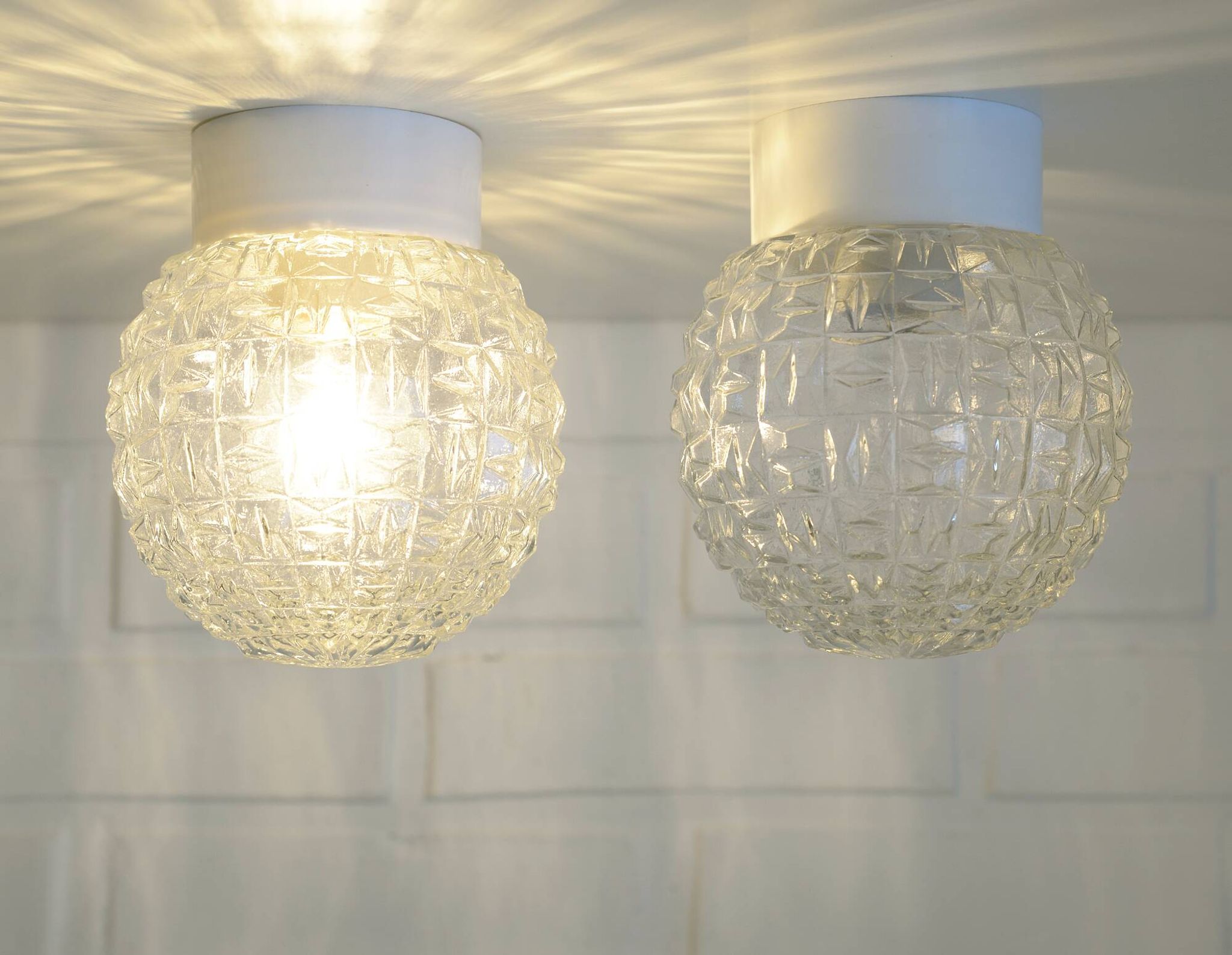 Pair of wall lamps / set of ceiling lights / mid-century flush mount lighting / vintage sconce lamps