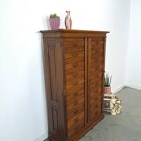 Antieke oude houten archief ladekast