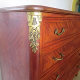 Louis XVI chest of drawers - Bronze - Butterfly wood veneer marquetry - 1930