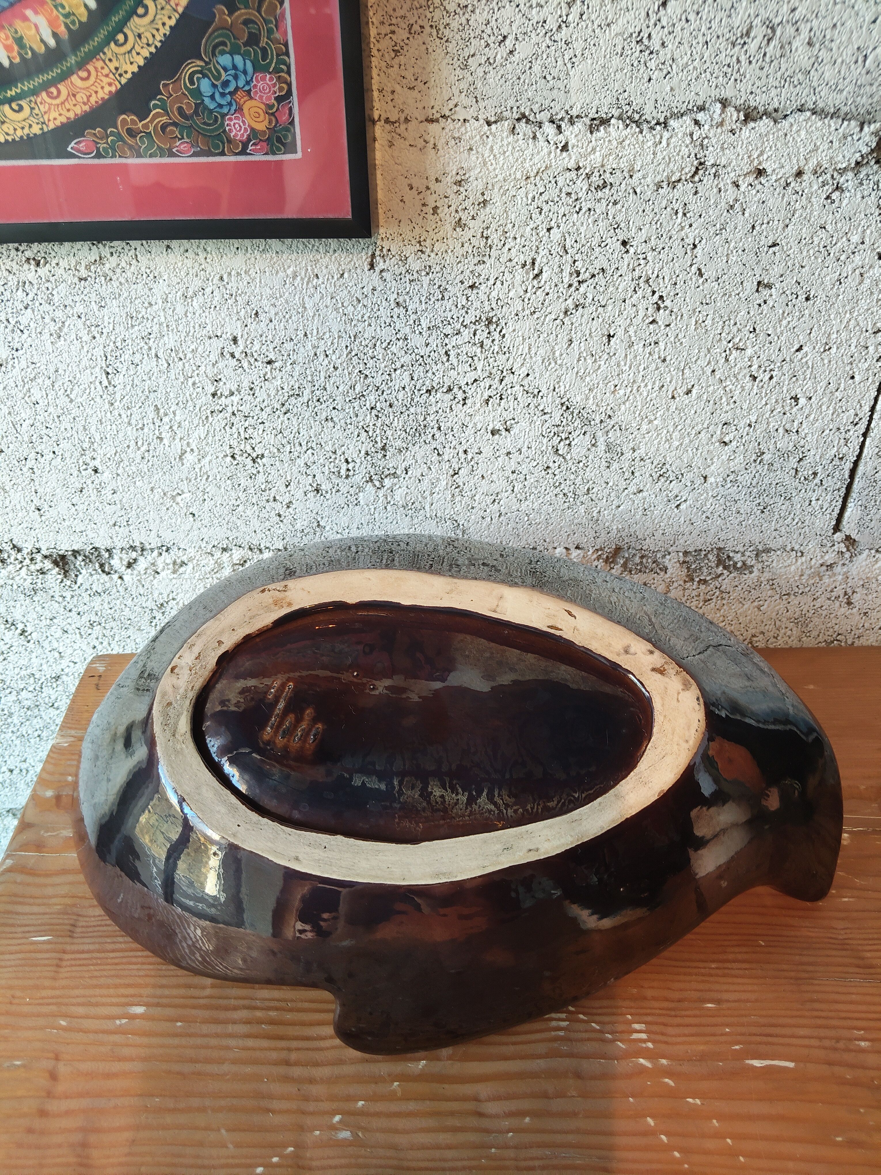 Large solar-shaped ceramic bowl, France, 1950s-1960s.
