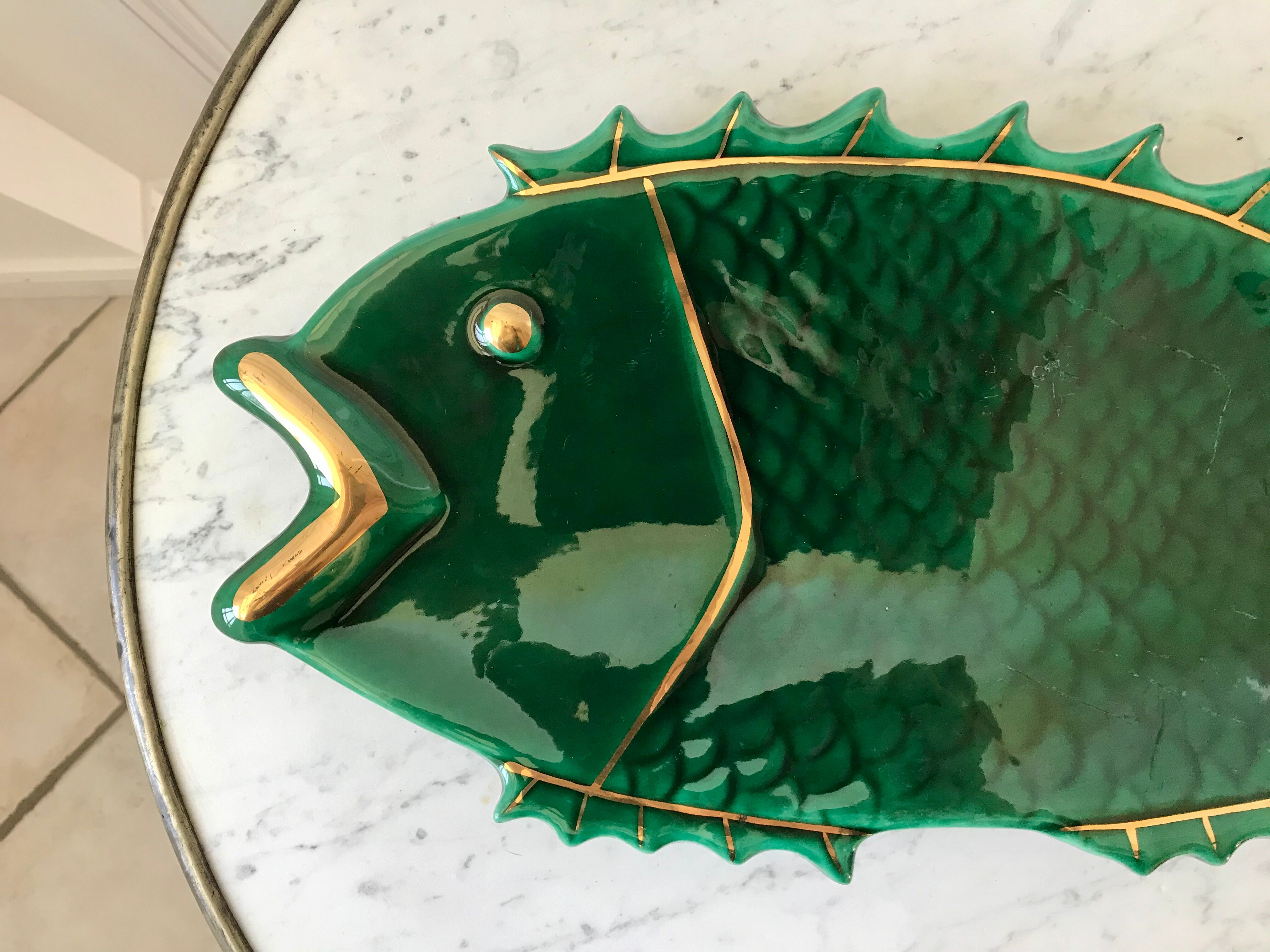 Fish dish in green and golden slurry 50s