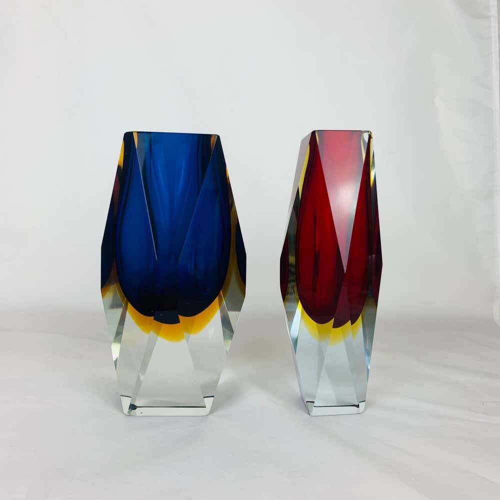 Pair of Sommerso Murano vases by Alessandro Mandruzzato