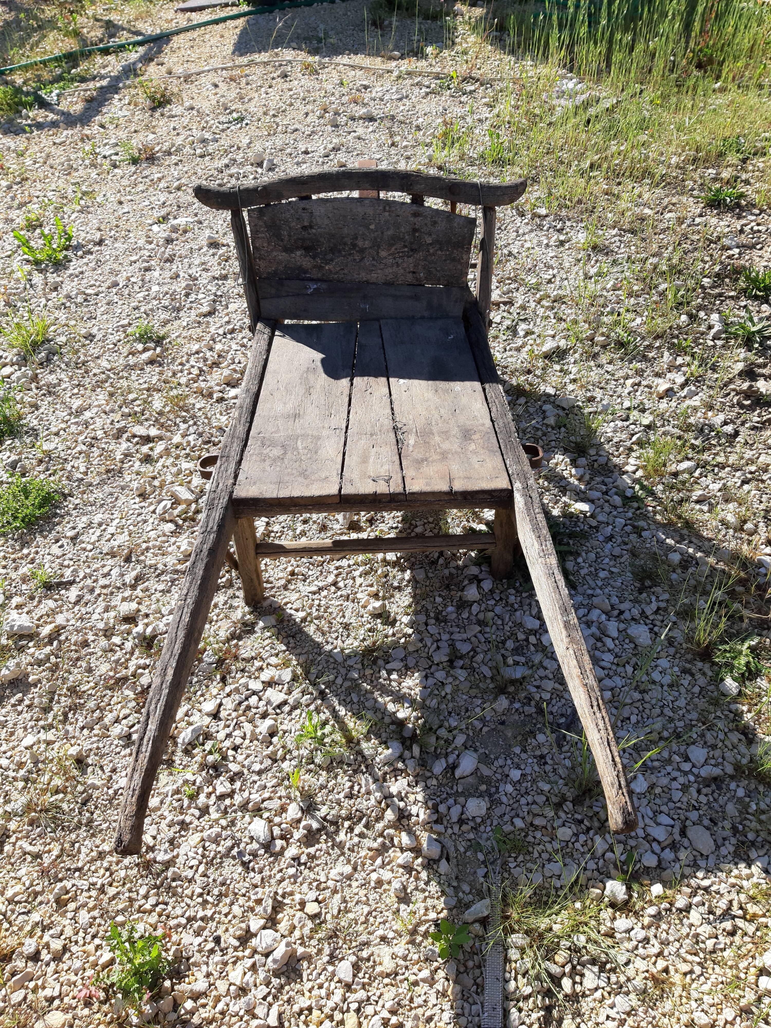 Old wood garden wheelbarrow