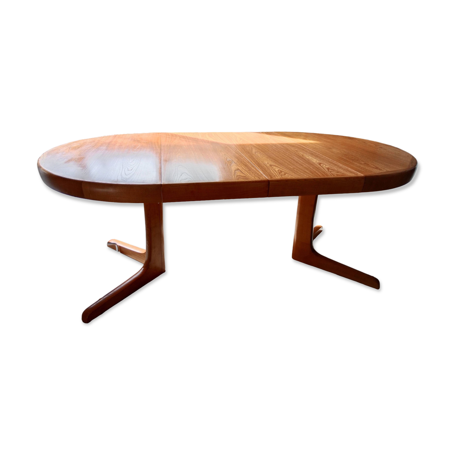 Table Baumann ronde ovale salle à manger bois 2 rallonge scandinave année 60 70