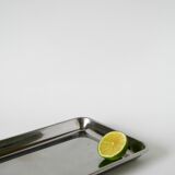 Vintage rectangular stainless steel tray, 1970, 31 x 17.5 cm