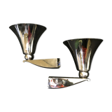 Pair chrome bronze sconces