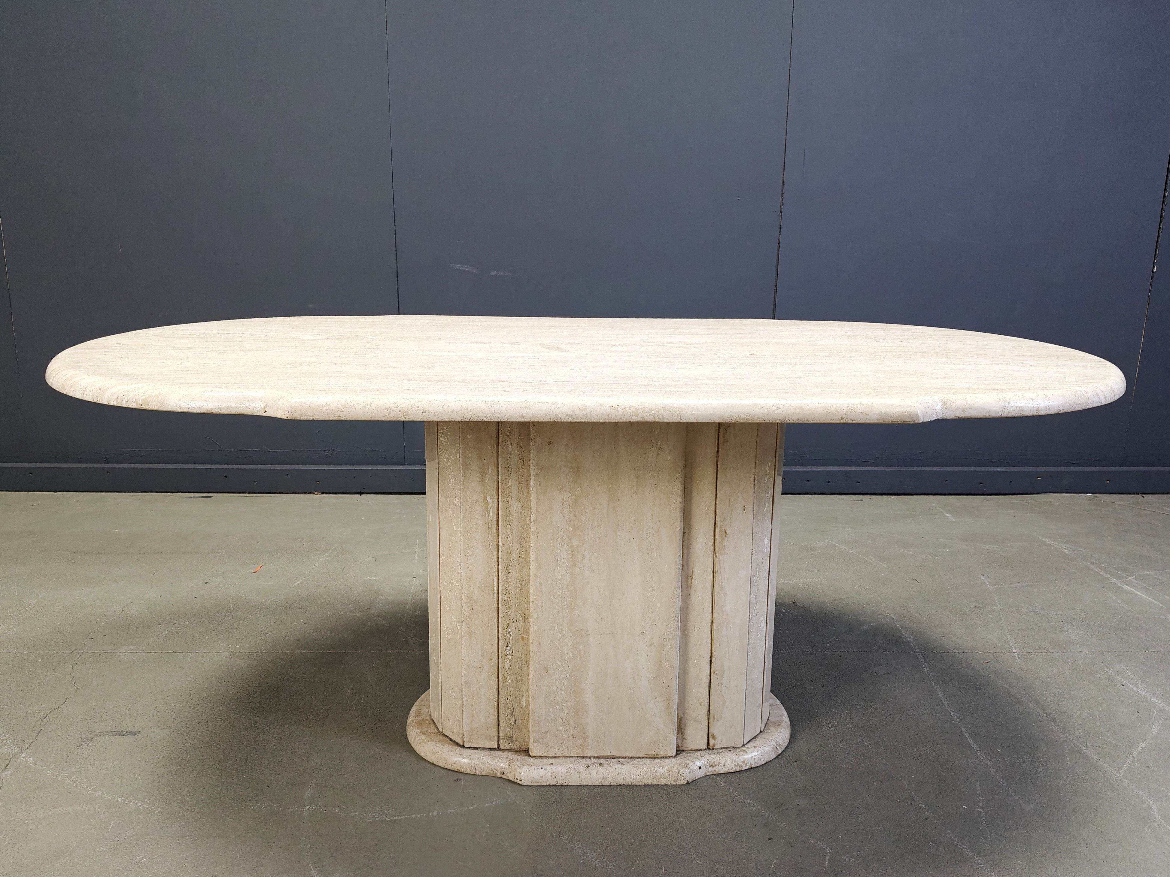Vintage oval travertine dining table, 1970s