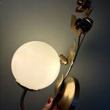 Vintage wall lamp in gold metal and white opaline