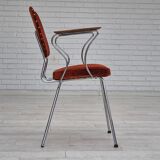 Fauteuil danois des années 1960, état d'origine, accoudoirs en bois de teck, acier chromé.