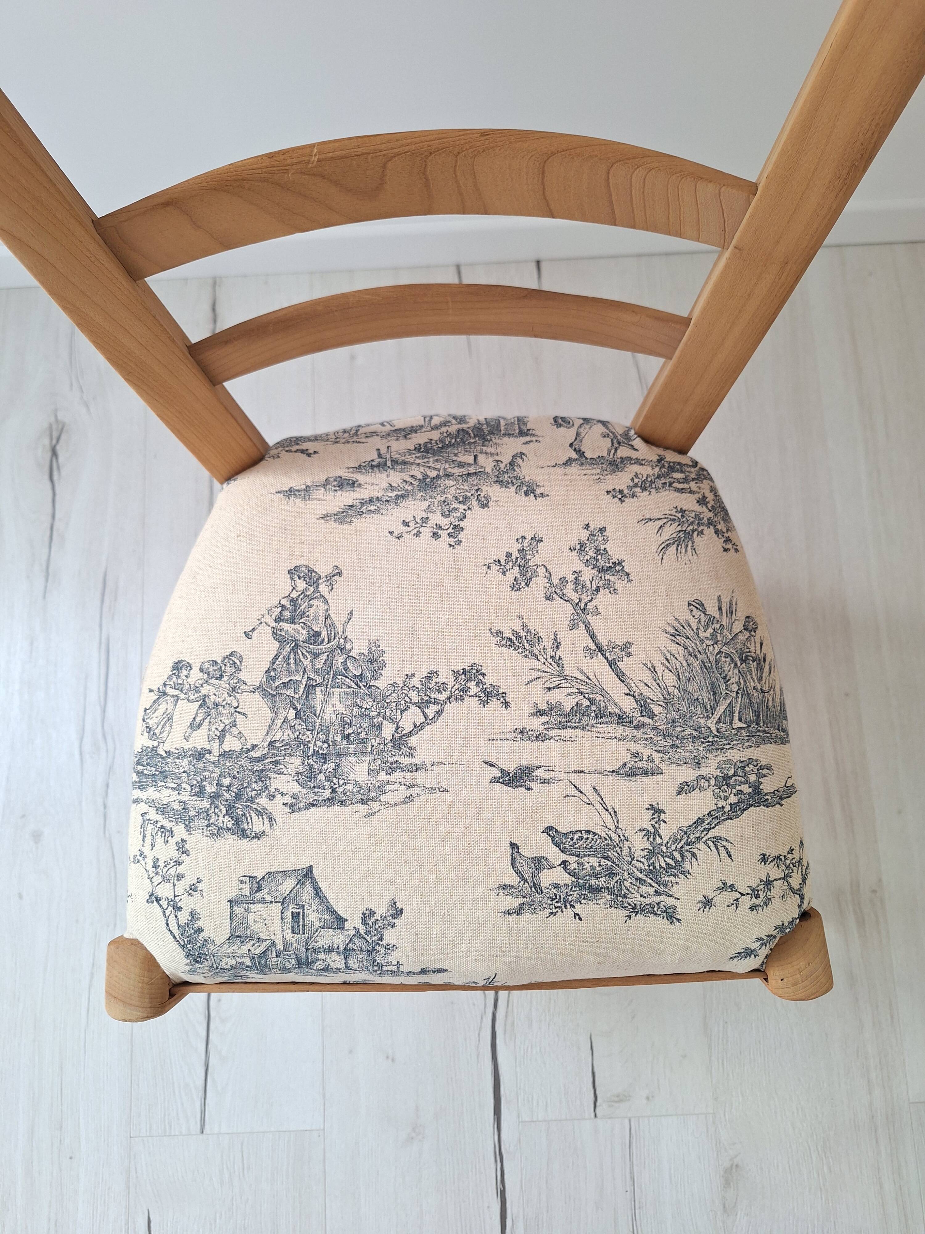 Chaise de campagne en toile de Jouy bleu