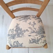 Country chair in blue toile de Jouy