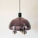 Three-branched chandelier in smoked plexi and chrome, Space Age, 1970