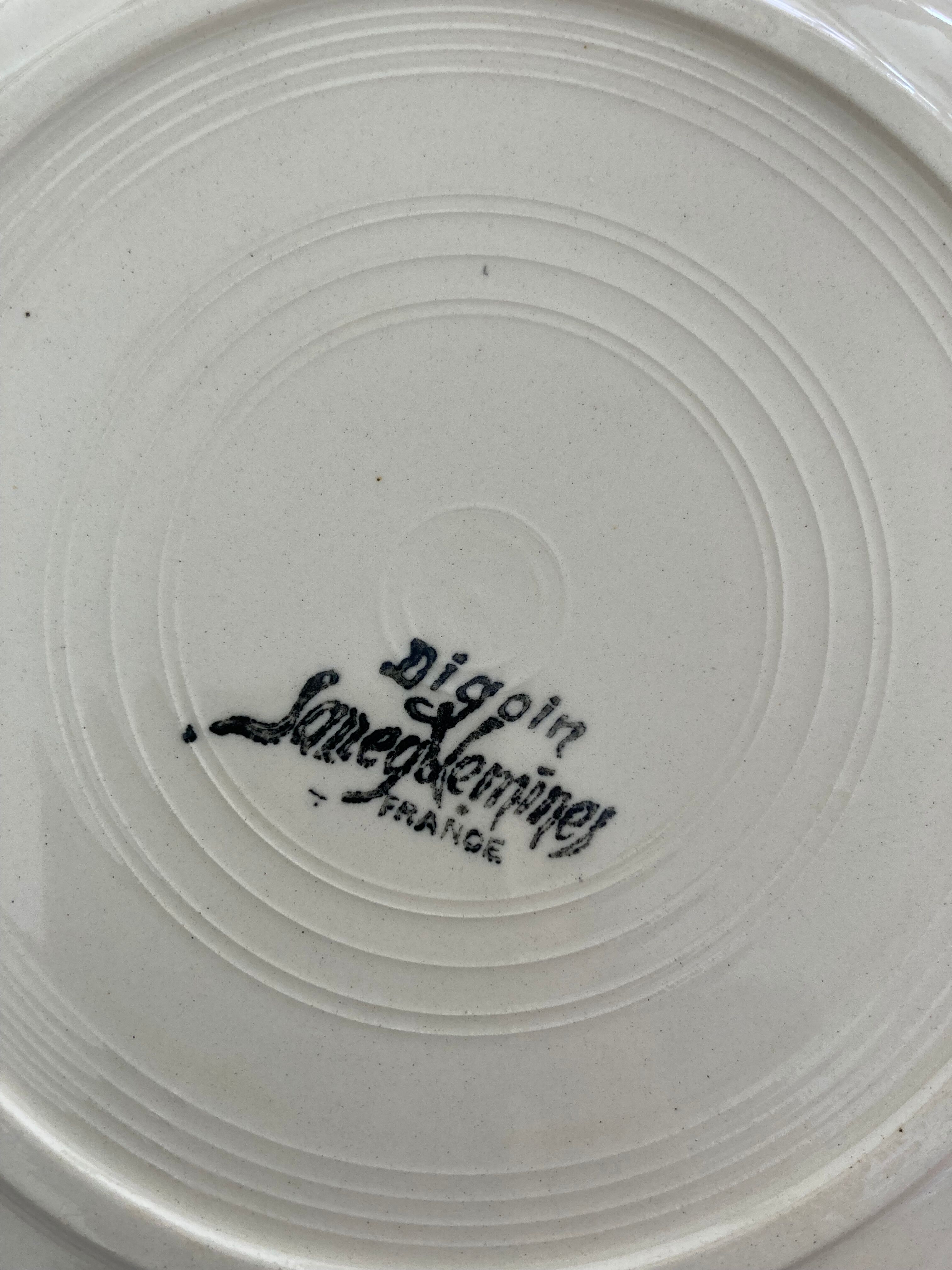 Set of 8 plates ivory Digoin Sarreguemines