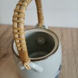 Japanese-inspired ceramic teapot blue bamboo pattern