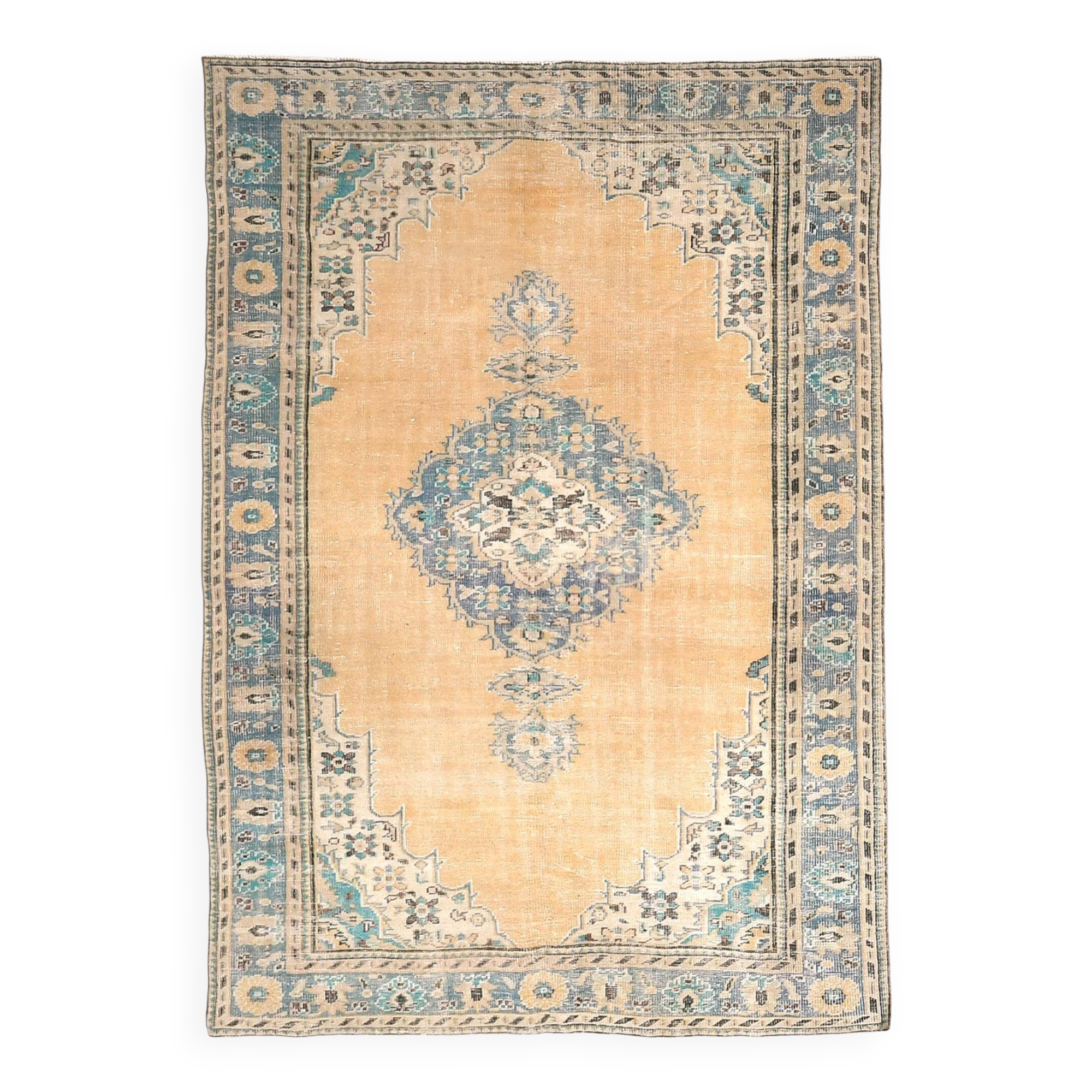 7x9  Orange &  Blue Turkish Area Rug 207x289Cm SK 240623
