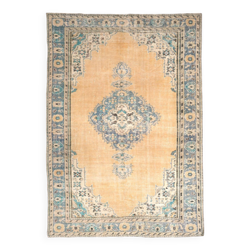 7x9  Orange &  Blue Turkish Area Rug 207x289Cm SK 240623