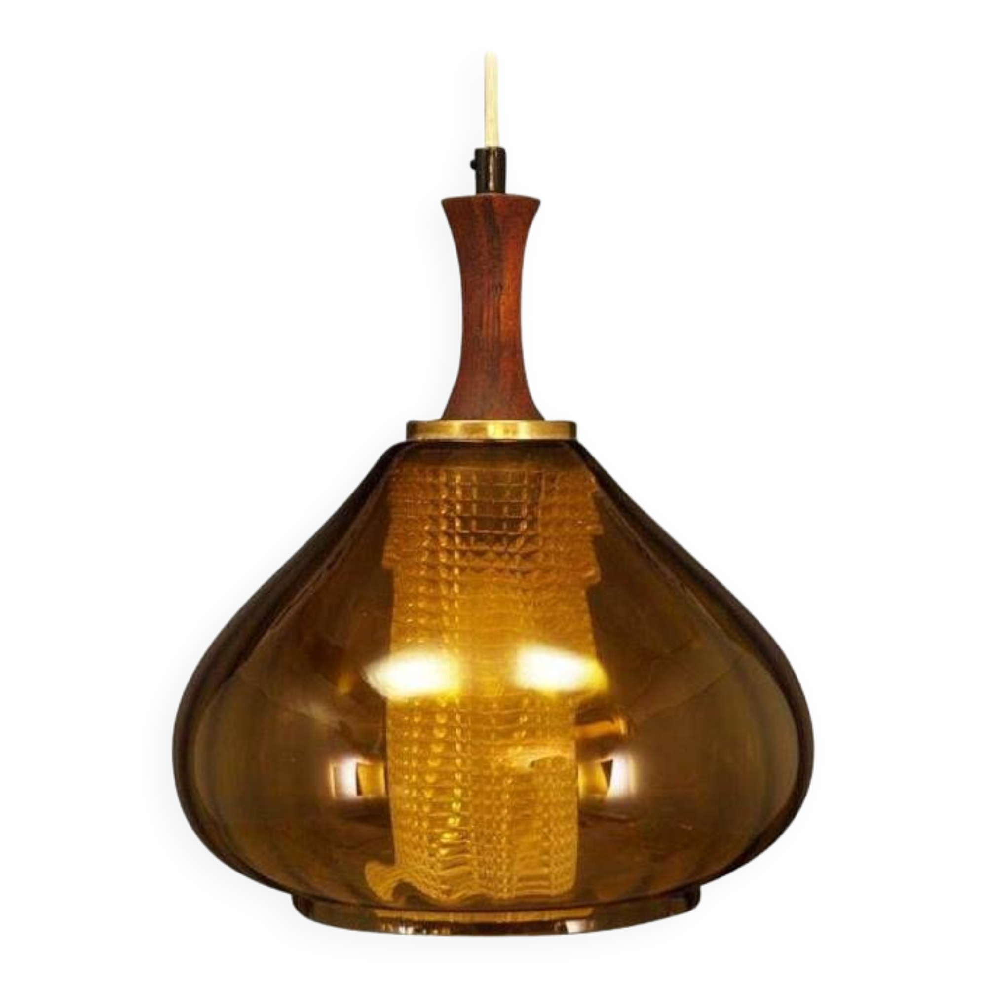 Glass pendant lamp, Danish design, 1970s, production: Denmark