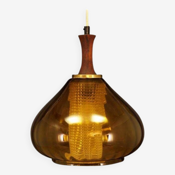 Glass pendant lamp, Danish design, 1970s, production: Denmark