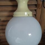 Suspension globe opaline blanc support métal crème dp 0322102
