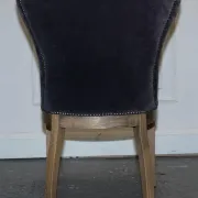 Vintage Office or Dining Chair in Navy Blue Velvet with Halo Studs