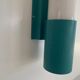 Simple cylindrical wall light in opal glass and turquoise metal, 1970s, Germany