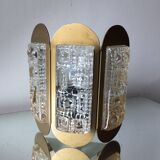 Scandinavian midcentury wall light in crystal and mat gold colored metal