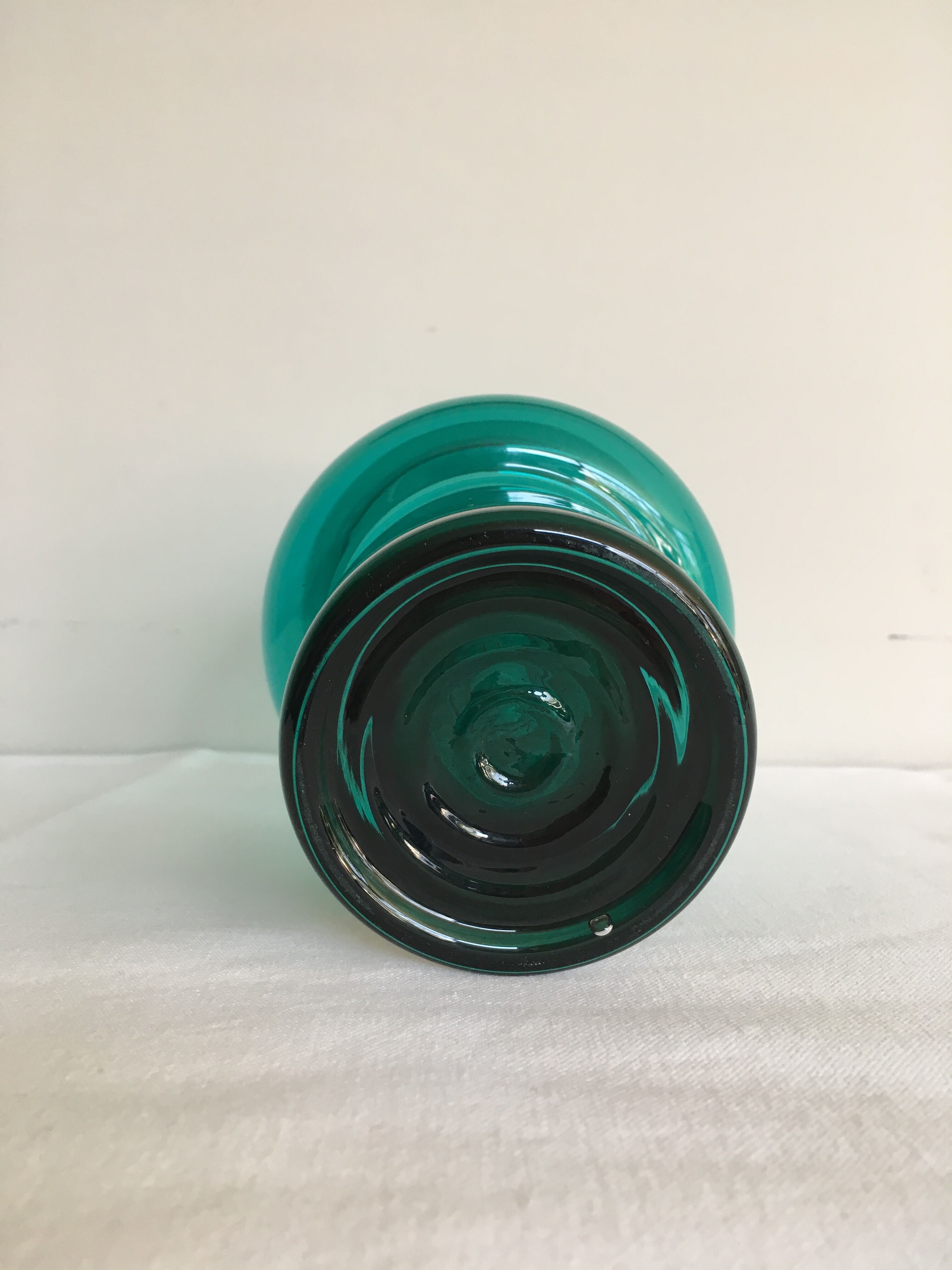 Vase tube green tinted glass