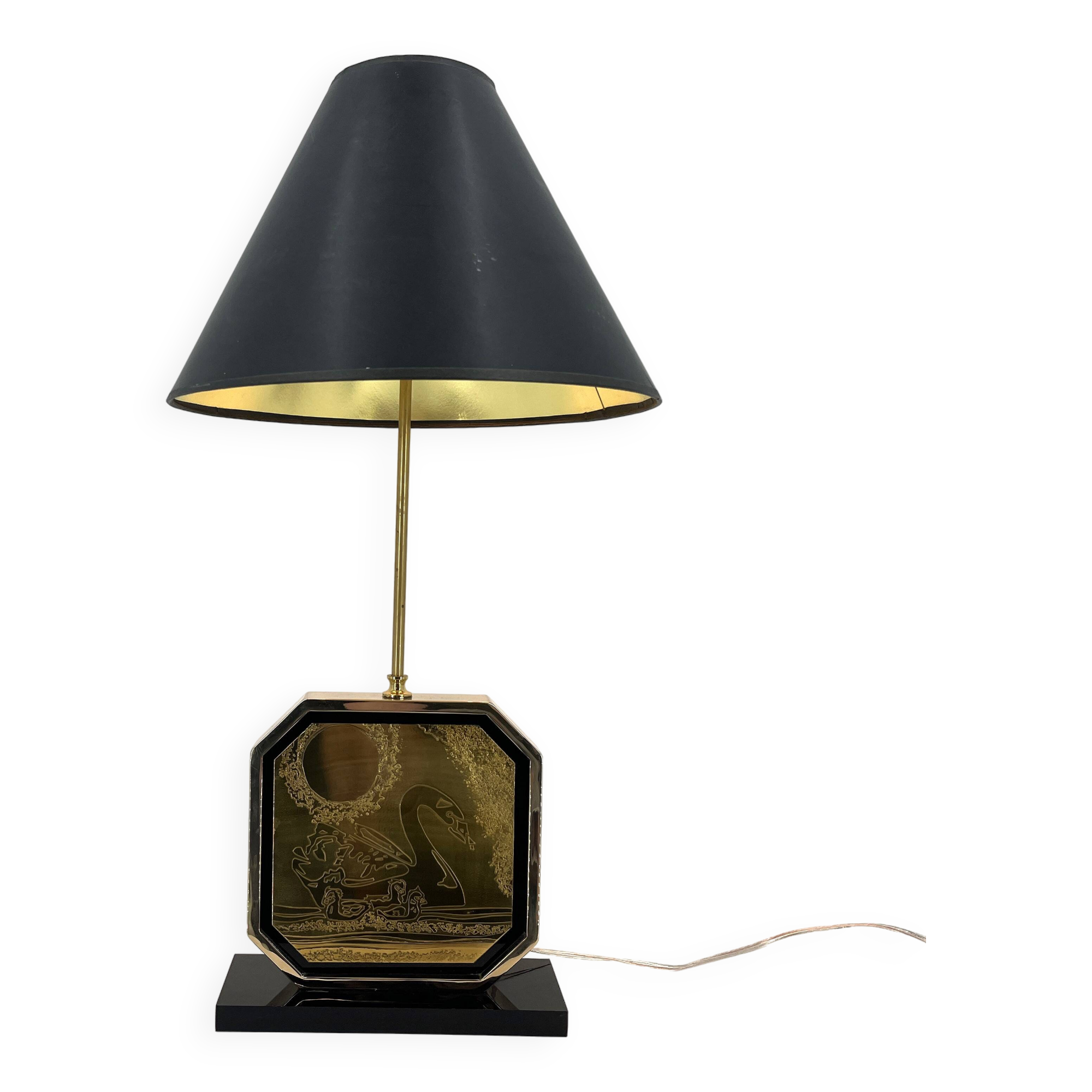 Georges Mathias brass etched table lamp, 1970s