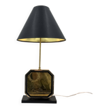Lampe de table Georges Mathias en laiton gravé, années 1970