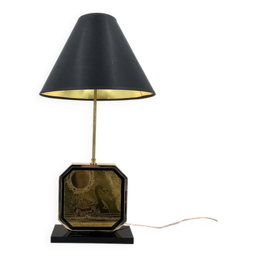 Georges Mathias brass etched table lamp, 1970s