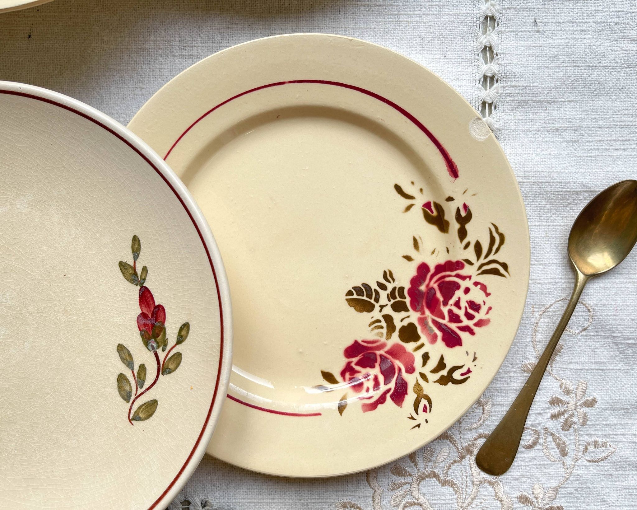 6 Petites assiettes vintage dépareillées fleuries - BADONVILLIER STEULER