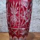 Large ruby red cut crystal vase – Central Europe 1950s