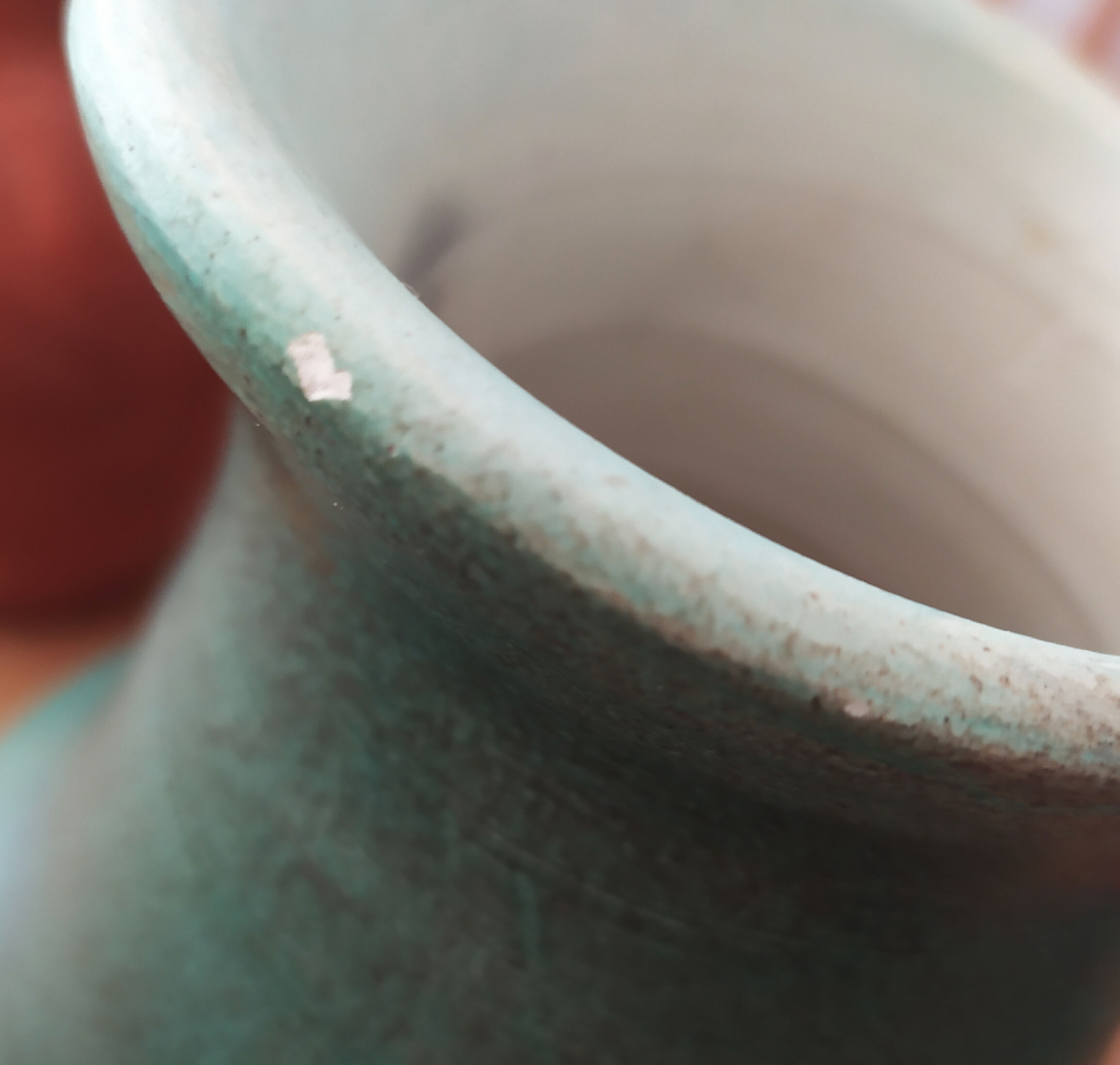 Ceramic jug enamelled in shades of green, signed, vintage